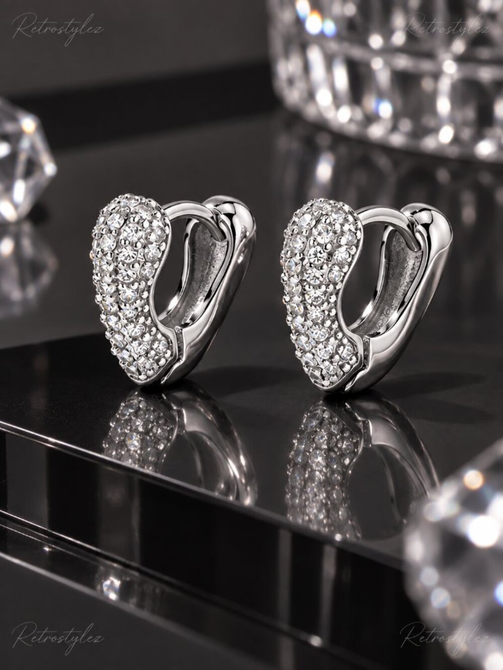 14K White Gold Womens 2ct Diamond Small Hoop Earrings Ladies 14 K Silver Jewelry